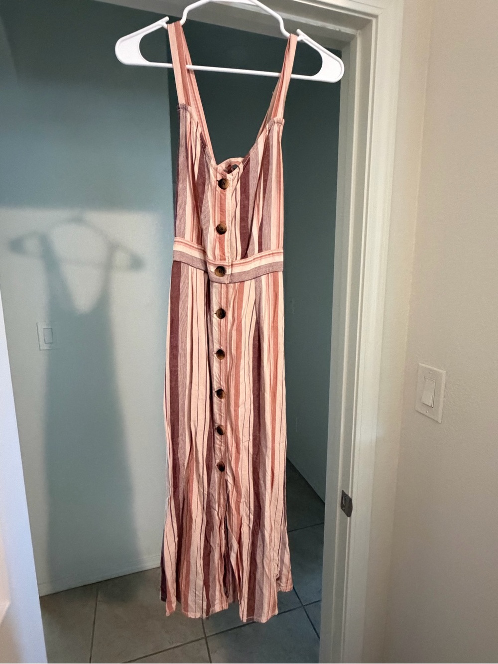 a.n.a Pink and Cream Striped Button-Front Maxi Dress - Picture 3 of 7
